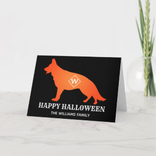 Carte Berger allemand orange Happy Halloween Nom de fami