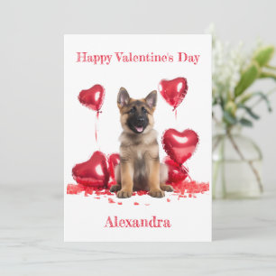 Carte berger allemand Pup Heart Balloon Valentine