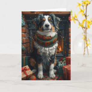 Carte Berger Australien avec des cadeaux de Noël Cheminé