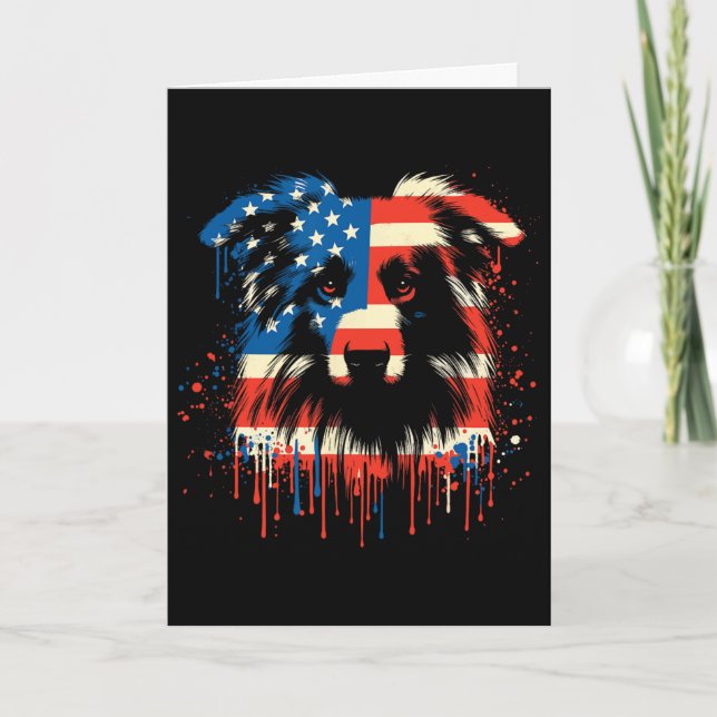 Carte Berger Australien Paint Drip Américain Drapeau Usa (Devant)