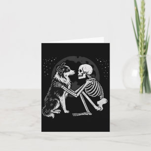 Carte Berger Australien Squelette Lune Halloween Chien