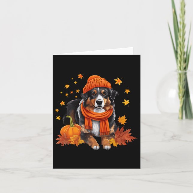 Carte Berger australien Thanksgiving Citrouille Dog Fall (Devant)