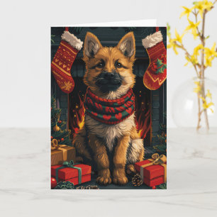 Carte Berger Belge avec des cadeaux de Noël Cheminée