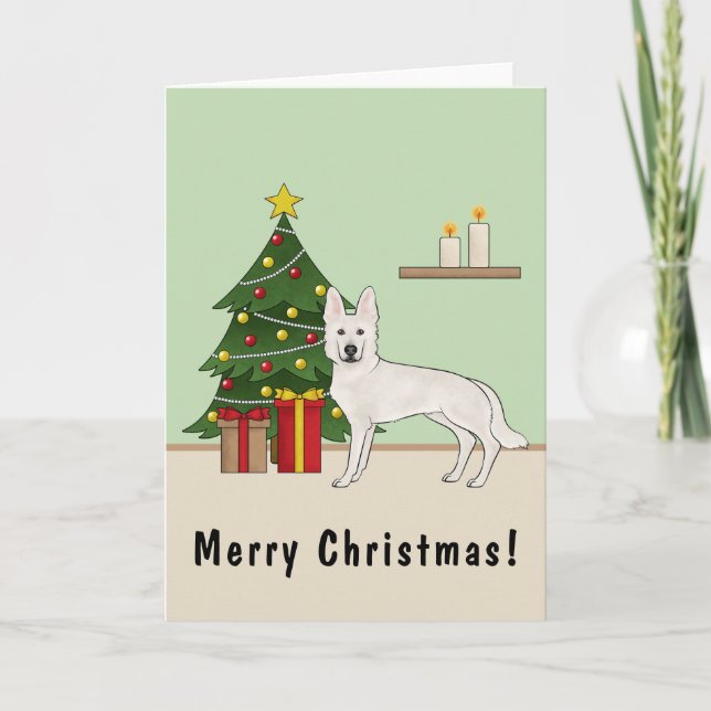 Carte Berger Blanc Suisse Blanc GSD Sapin de Noël (Devant)