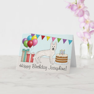 Carte Berger Blanc Suisse GSD Coloré Joyeux Anniversaire