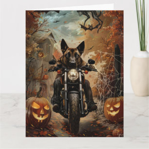 Carte Berger d'Anatolie à moto Halloween
