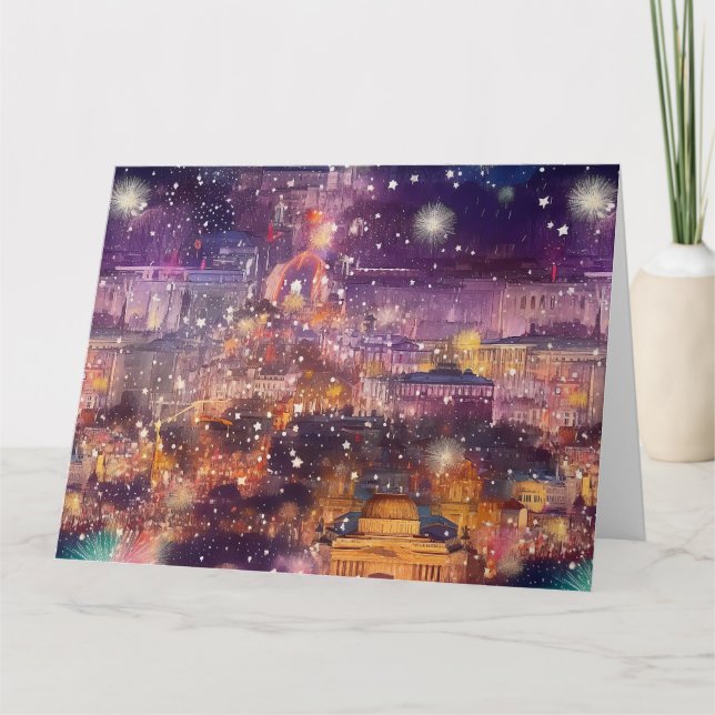 Carte Berlin à Noël et au Nouvel An en aquarelles (Devant)