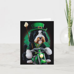 Carte Bernedoodle Chien conduisant vélo St. Patrick's Da