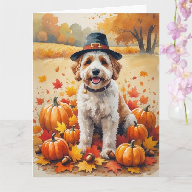 Carte Bernedoodle dans l'art de feuilles d'automne de Th (Orchidée)