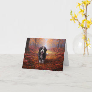 Carte Bernedoodle en automne Leaves automne Inspire
