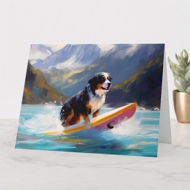 Carte Bernese Mountain Beach Surf Paining (Petite plante)