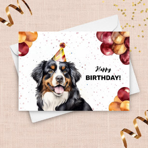Carte Bernese Mountain Dog Balloons Casquette fête Anniv