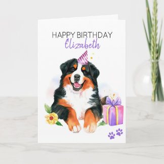 Carte Bernese Mountain Dog Personnalisé Joyeux Anniversa