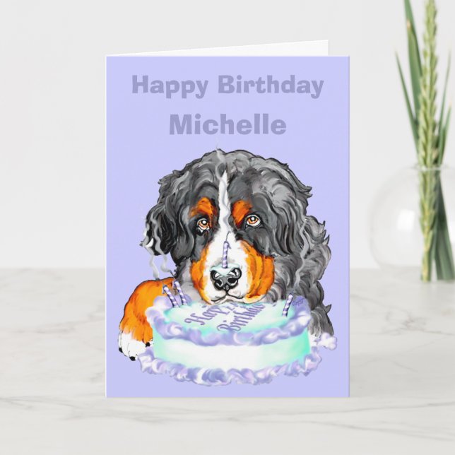 Carte Bernese Mt Chien PERSONNALISER d'anniversaire (Devant)