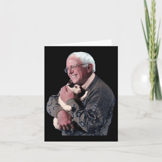 Carte Bernie Sanders Accroche Cat Chemise mignonne Anima (Devant)
