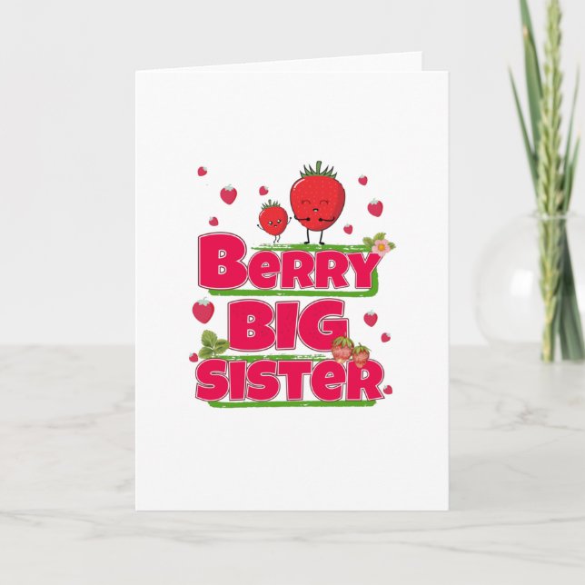 Carte Berry Big Sister - Pun mignonne aux fraises (Devant)