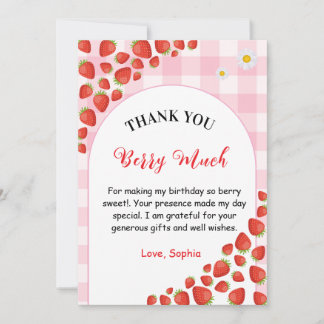 Carte Berry first gingham birthday Thank You Card