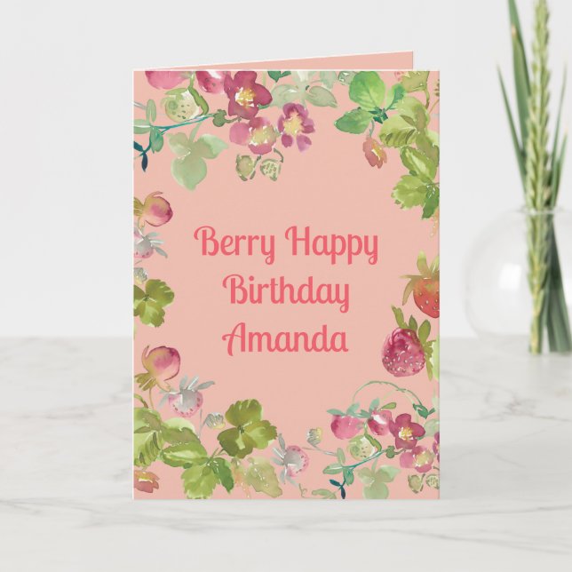 Carte Berry Happy Strawberry Anniversaire (Devant)