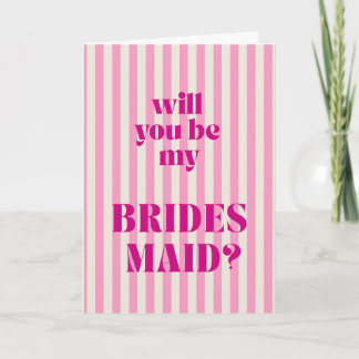 Carte Berry + Pink Modern Stripe Bridesmaid Proposal