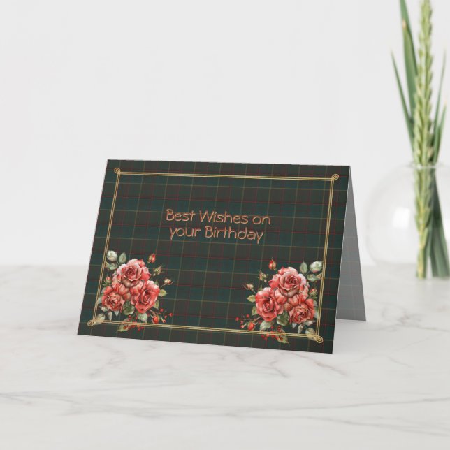 Carte Best Birthday Wishes Province of Ontario Tartan (Devant)