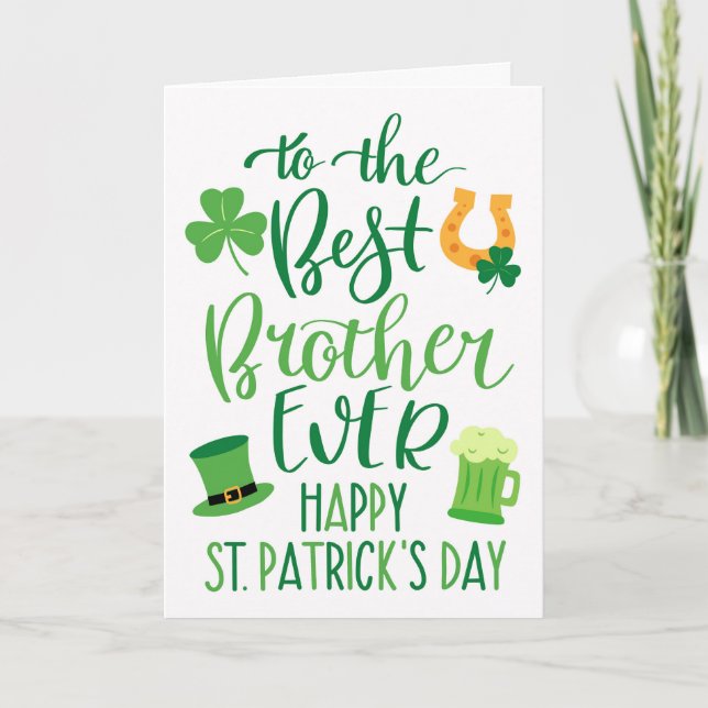 Carte Best Brother Ever St Patrick's Day Typographie (Devant)