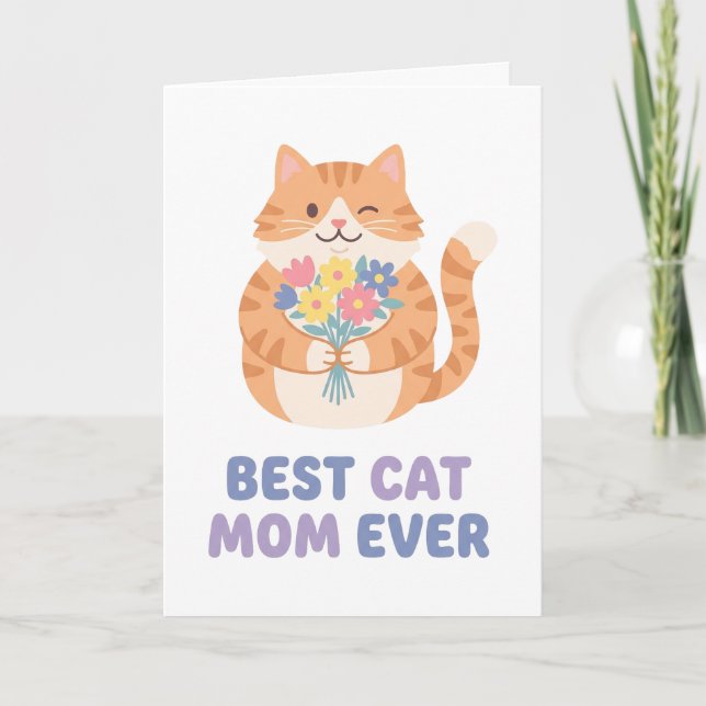 Carte Best Cat Mom Ever Tabby Cat Graphic (Devant)