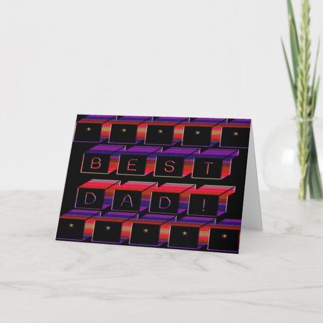 Carte Best Dad Block Text red & Purple (Devant)