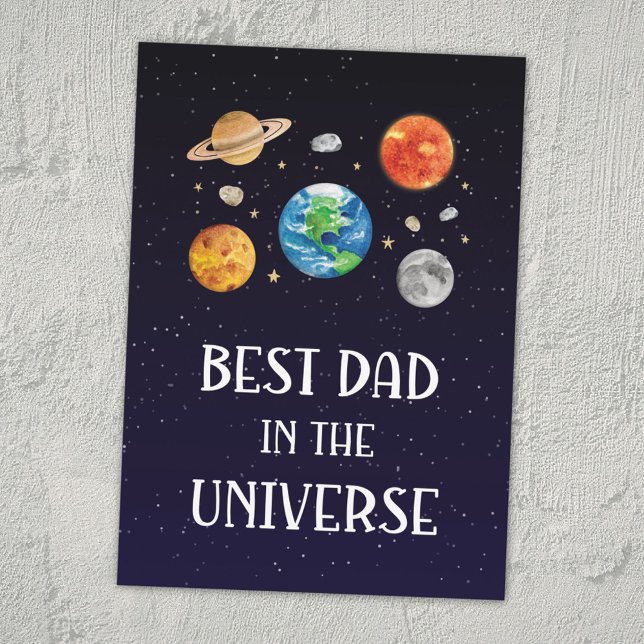 Carte Best Dad in The Universe Quote Fathers Day Flat (Créateur téléchargé)