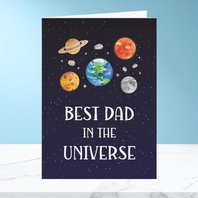 Carte Best Dad in The Universe Quote Fathers Day Folded (Créateur téléchargé)