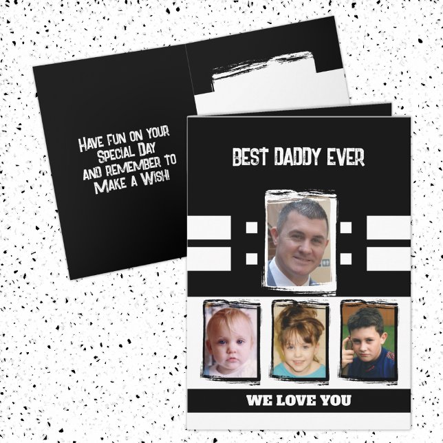 Carte Best daddy 4 photos vous aiment blanc noir (Créateur téléchargé)