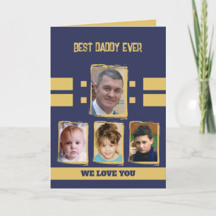 Carte Best daddy 4 photos vous aiment marine or