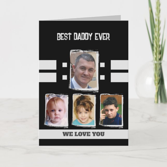 Carte Best daddy 4 photos vous aiment noir gris (Devant)