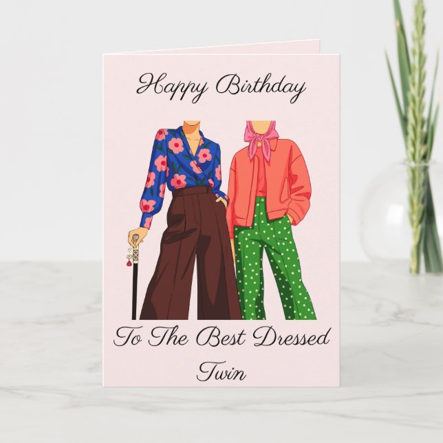 Carte Best Dressed Adult Twins Birthday (Devant)
