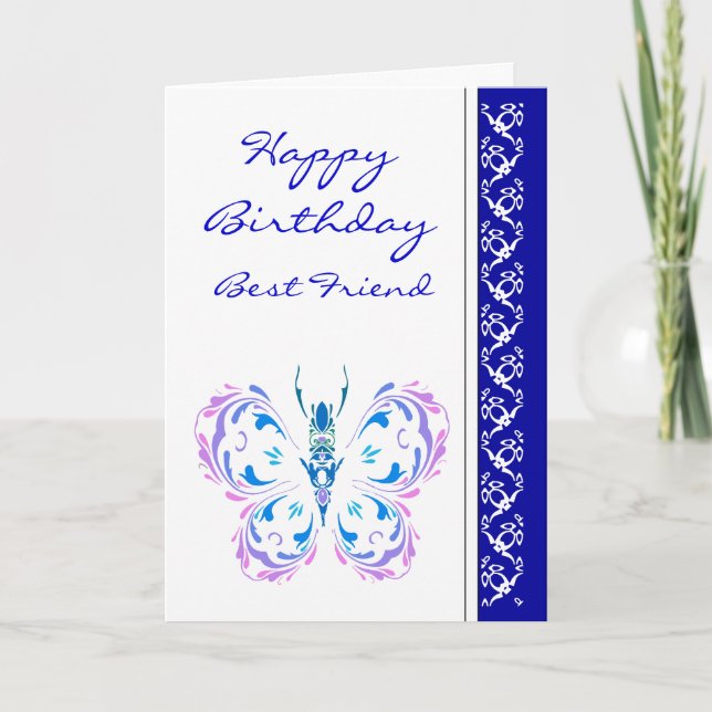 Carte Best Friend Birthday Pretty Pastel Butterfly (Devant)