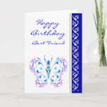 Carte Best Friend Birthday Pretty Pastel Butterfly<br><div class="desc">Birthday Greeting for the Friend who loves Nature and especially Butterflies</div>