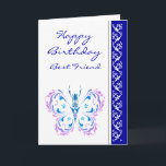 Carte Best Friend Birthday Pretty Pastel Butterfly<br><div class="desc">Birthday Greeting for the Friend who loves Nature and especially Butterflies</div>