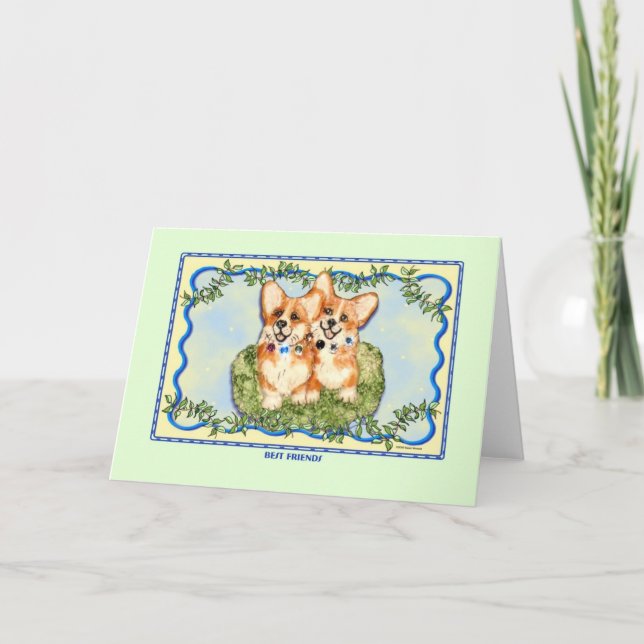 Carte "Best Friends" Corgi Greet Card (Devant)