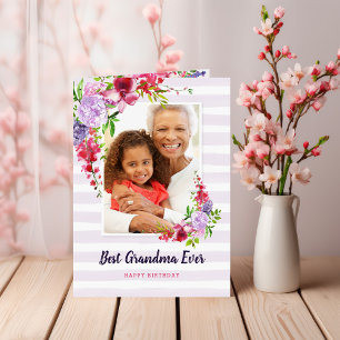 Carte Best Grandma Ever Birthday Photo Greeting Card