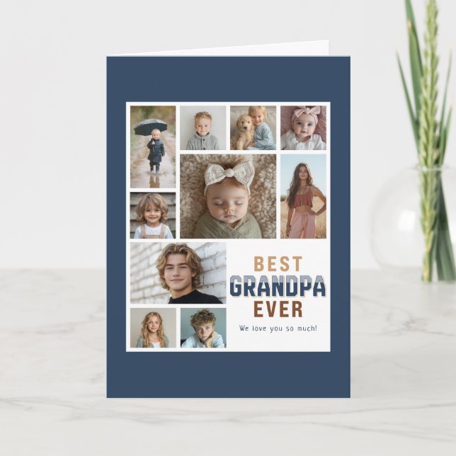 Carte Best Grandpa Ever 10 Photo Collage  (Devant)