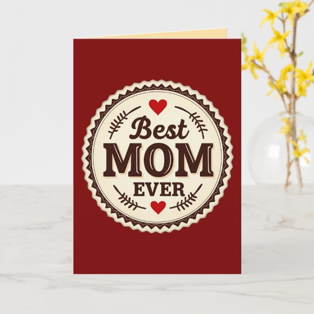 Carte Best Mom Ever Classic Retro Design (Fleur jaune)