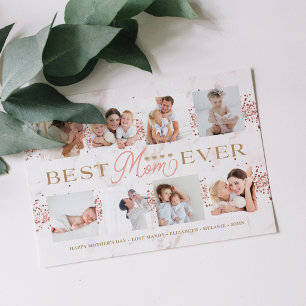 Carte Best Mom Ever Rose Parties scintillant 8 Photo Col