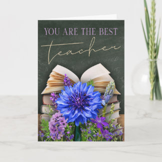 Carte Best Teacher Chalkboard Floral Card