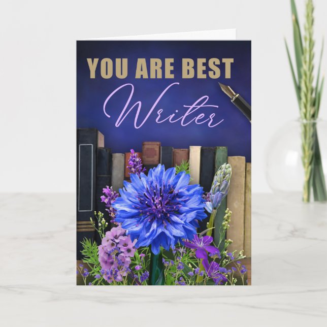 Carte Best Writer Book Theme Greeting Card for an Author (Devant)