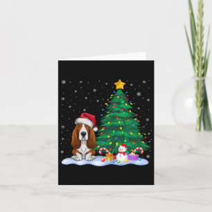 Carte Bet Hound Chien Xmas Arbre Lumières Reindeer Casqu