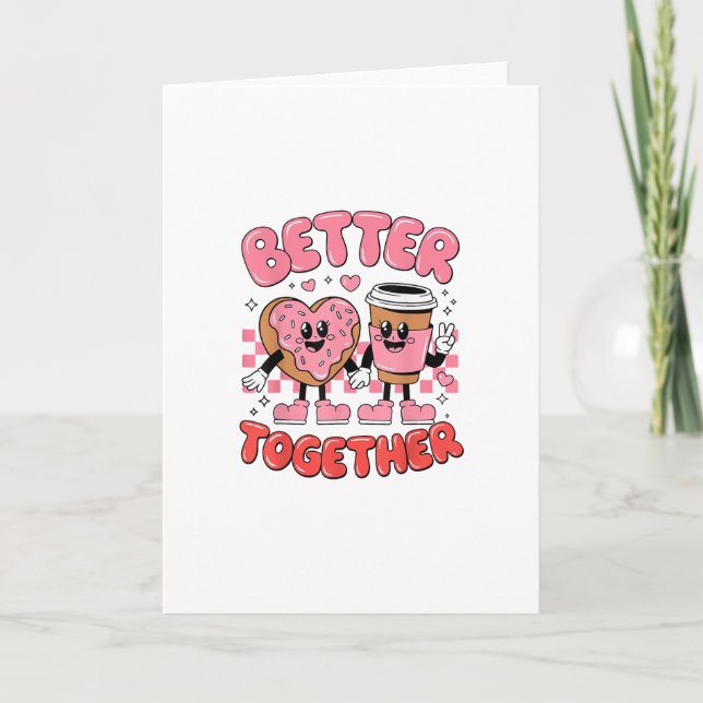 Carte Better Together Coffee Donut Retro Groovy Style  (Devant)