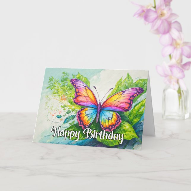 Carte Beurre printanier animé Joyeux anniversaire (Orchidée)