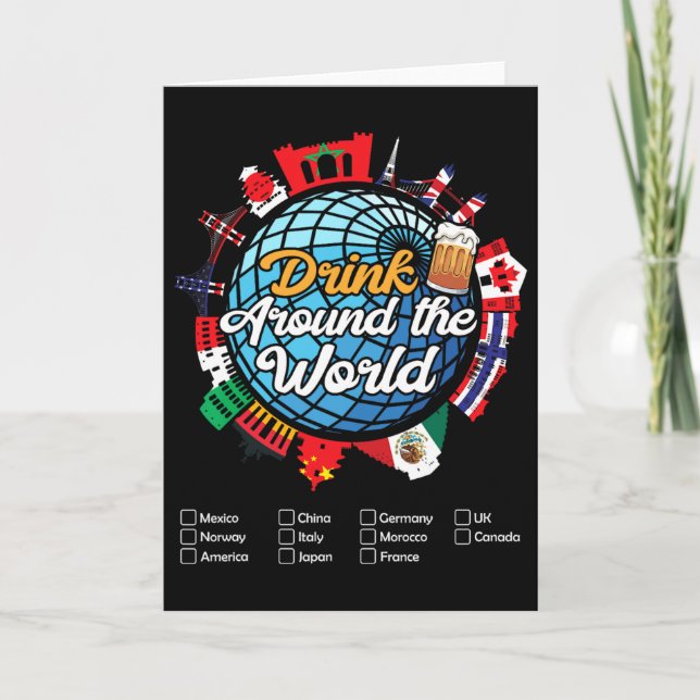 Carte Beverage Drinks Beer Wine Mexico France Norway Adu (Devant)