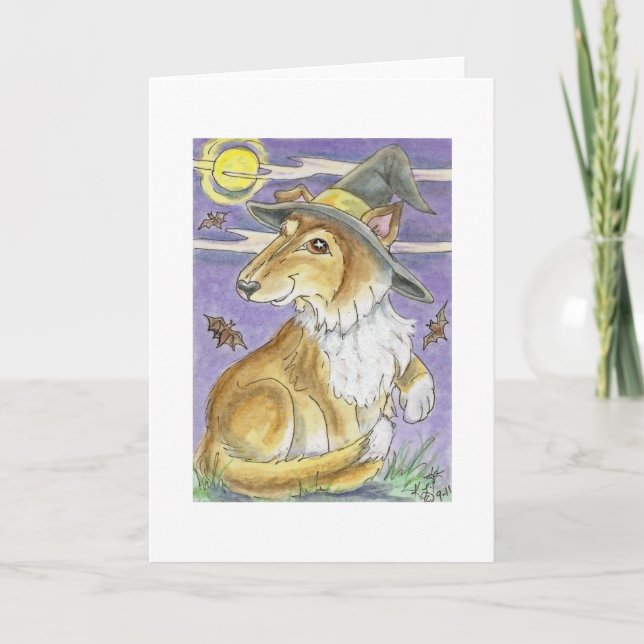 Carte Bewitching Collie Dog Halloween Witch (Devant)