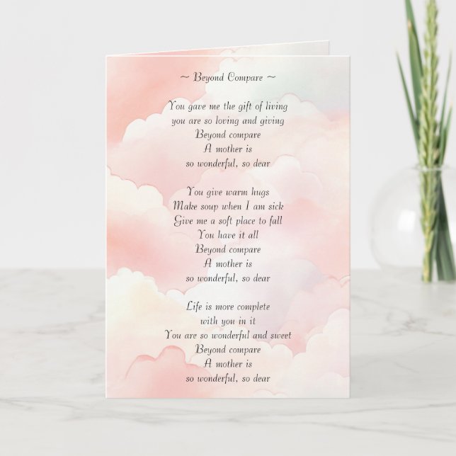 Carte Beyond Compare Poem (written by me) (Devant)