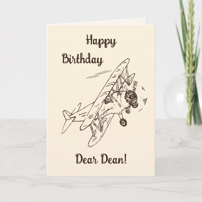 Carte Bi-plans Art Déco - Joyeux anniversaire + nom. (Devant)